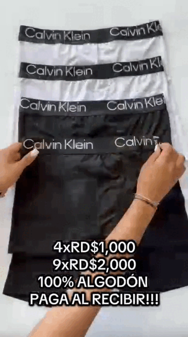 Paquete de 4 Boxers CK: 100% Algodón - Largos