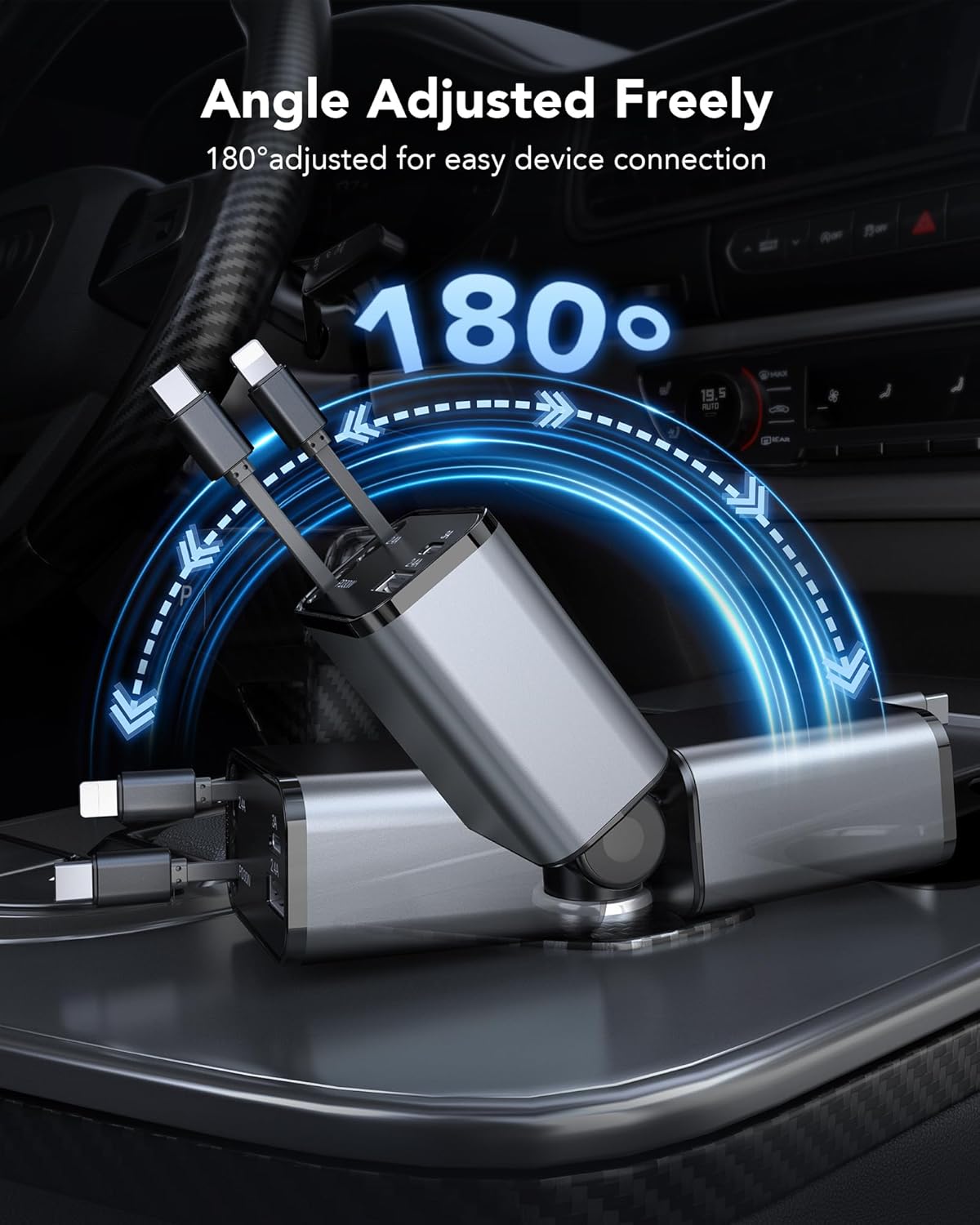 🚗⚡Cargador de Coche Retráctil 4 en 1 – Carga Rápida 120W