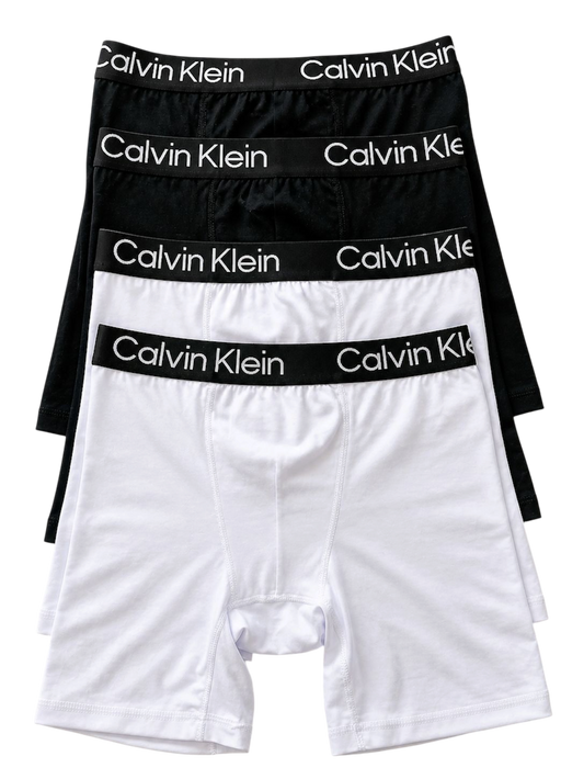 Paquete de 4 Boxers CK: 100% Algodón - Largos